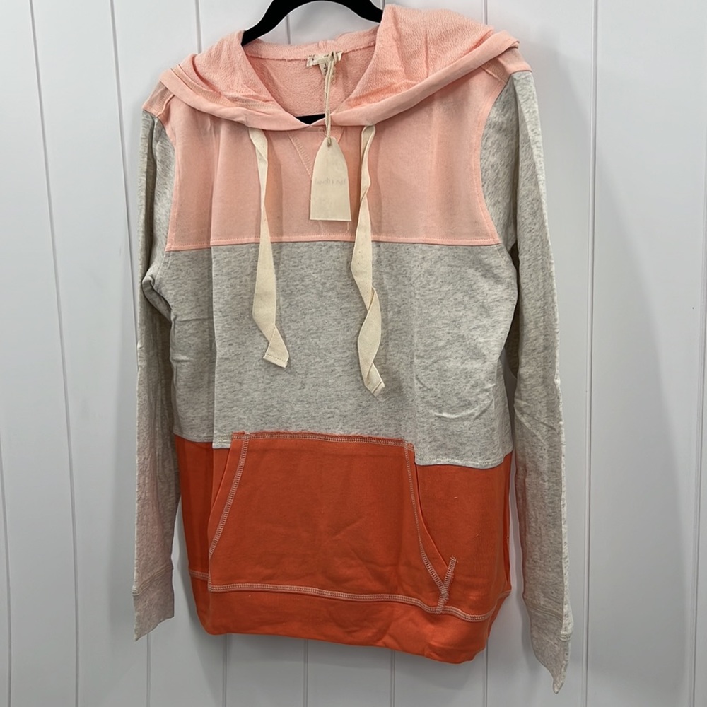 🆕Hem & Thread Sweatshirt Hoodie Sherbert & Gray Colorblock S,M & L Available - Picture 3 of 9